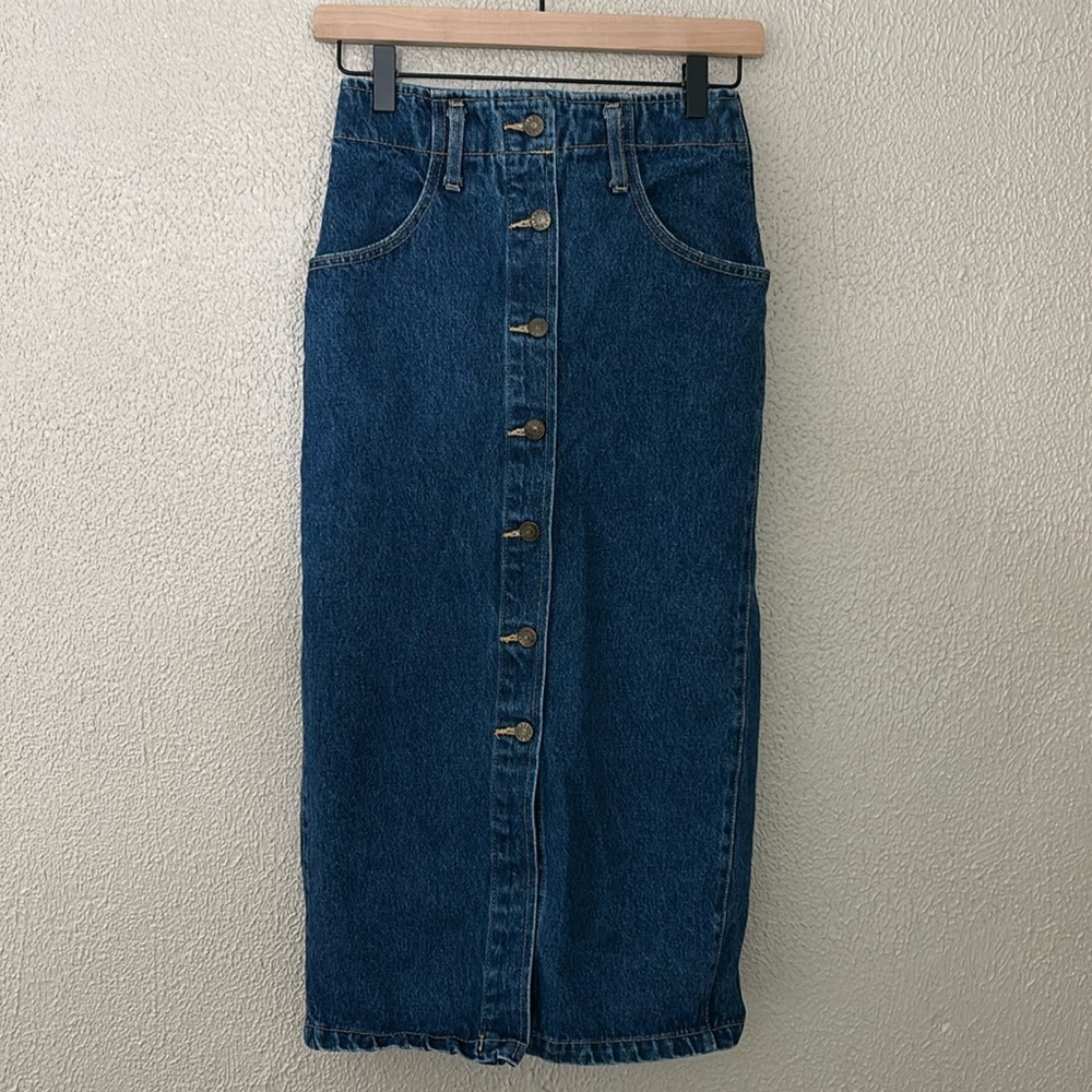 Women’s Watch LA Maxi Button up Denim Skirt Small Vintage Y2K 90’s Cotton USA